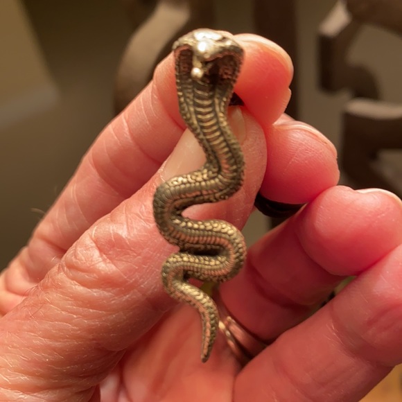 Other - Silver-Tone Brass Snake On Black Cord Necklace